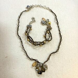 Brighton Retired KARMA Bracelet and Necklace with Charms Braided Cord - EUC